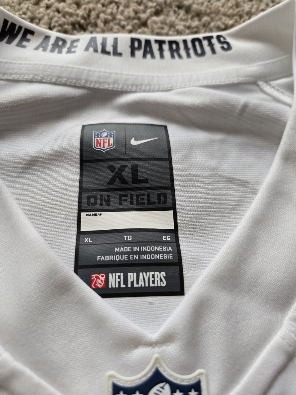 Judon NFL White On-Field Football Jersey with Navy Accents - Picture 2 of 3
